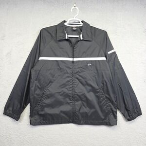 Vintage Nike Windbreaker Jacket‎ Womens XL Black Raglan Collar Athleisure Sports